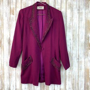 D'ORE Della Roufagoli Purple Button Blazer M Vintage